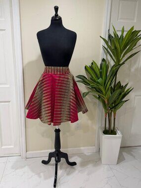 Ankara-print high-waisted circle mini skirt